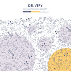 Wall Mural - delivery Doodle Website Template Design