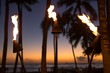 Fire torches near a beach in Hawaii