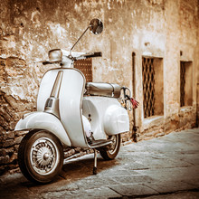Italian Scooter In Grungy Alley, Vintage Mood