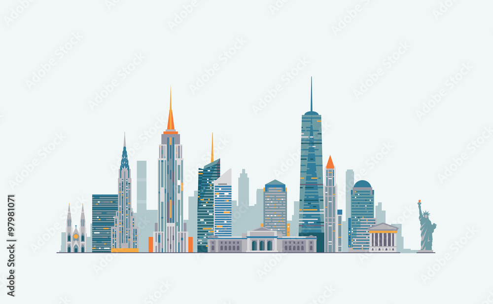 New York abstract skyline - obrazy, fototapety, plakaty 
