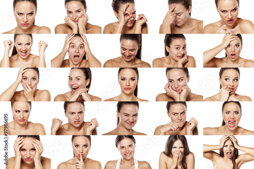 Fotografie, Tablou collage of emotions of a one beautiful woman