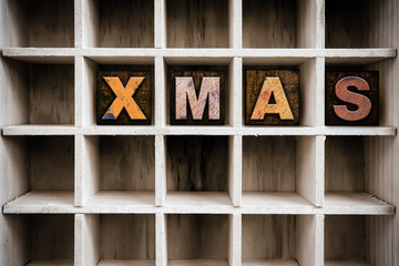 Sticker - Xmas Concept Wooden Letterpress Type in Drawer