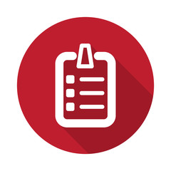 Wall Mural - Flat Checklist icon with long shadow on red circle