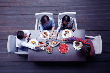 Friends having dinner