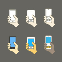Aufkleber - Different modern mobile gadgets. Lineart color collection