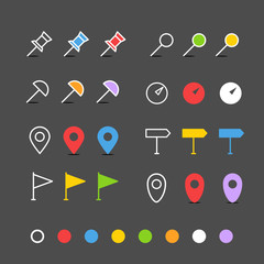 Aufkleber - Navigation pins flat design collection