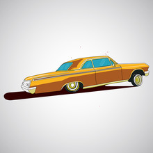Vintage Low Rider Logo, Badge, Sign, Emblems, Sticers And Elements Design. Pop Art Classic And Retro Old Car