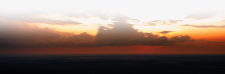 Horizontal vivid orange gold motion abstraction horizon sunset w