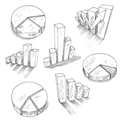 Poster - Business charts anf graphs with 3D sketch icons