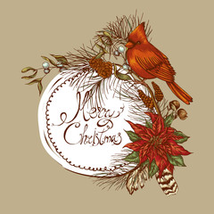 Leinwandbilder - Christmas vintage floral greeting card