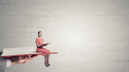 Wall Mural - woman in dress with book