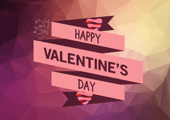 Sticker - Happy Valentine's Day! Typographical background on the retro geometric hearts