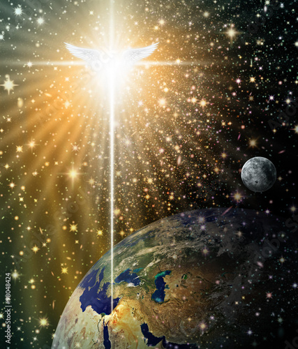 Fototapeta Angelic Star over Bethlehem and Earth