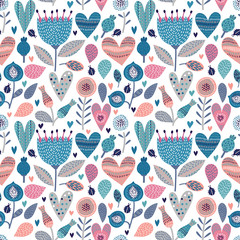 Poster - Romantic floral seamless pattern