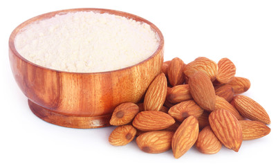 Fresh almonds with flour