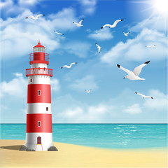 Canvas Print - Lighthouse On The Beach