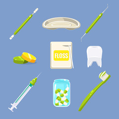 Canvas Print - Dentist Icons and Teeth Care Set 