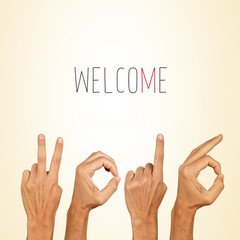 Poster - text welcome 2016 on a beige background