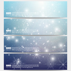 Wall Mural - set of modern banners. blue abstract winter background. christmas vector style with snowflakes