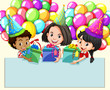 © blueringmedia - Border design with girls and presents