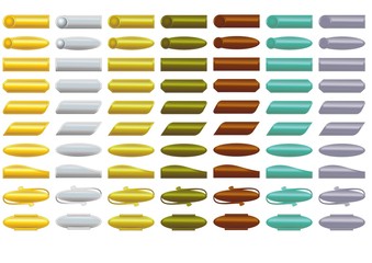 Mega set of metallic decorative buttons in different colors with gradient