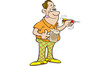 © bennerdesign - Cartoon illustration of a man throwing a dart.