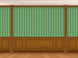 © belander - Fragment of the interior cabinet in a classic style. Wall with green striped wallpaper, wood paneling and pilasters.