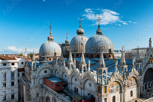 Fotografía Detalles de la azotea de la basílica de San Marcos, Venecia