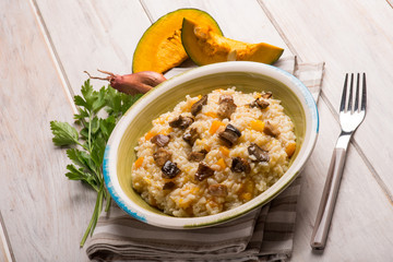 Wall Mural - risotto with pumpkin and mushroom