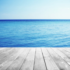 Sticker - Wooden pier with beautiful sea or ocean  background