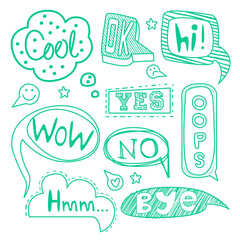 Sticker - Speech Bubble Collection. Black and White Vector Set