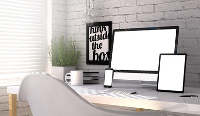 Wall Mural - workplace responsive mockup