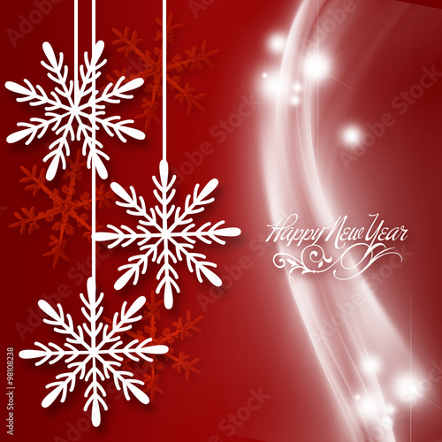 Foto  Snowflakes On A Red Christmas Background