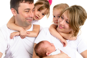 Portrait of a happy family with many children