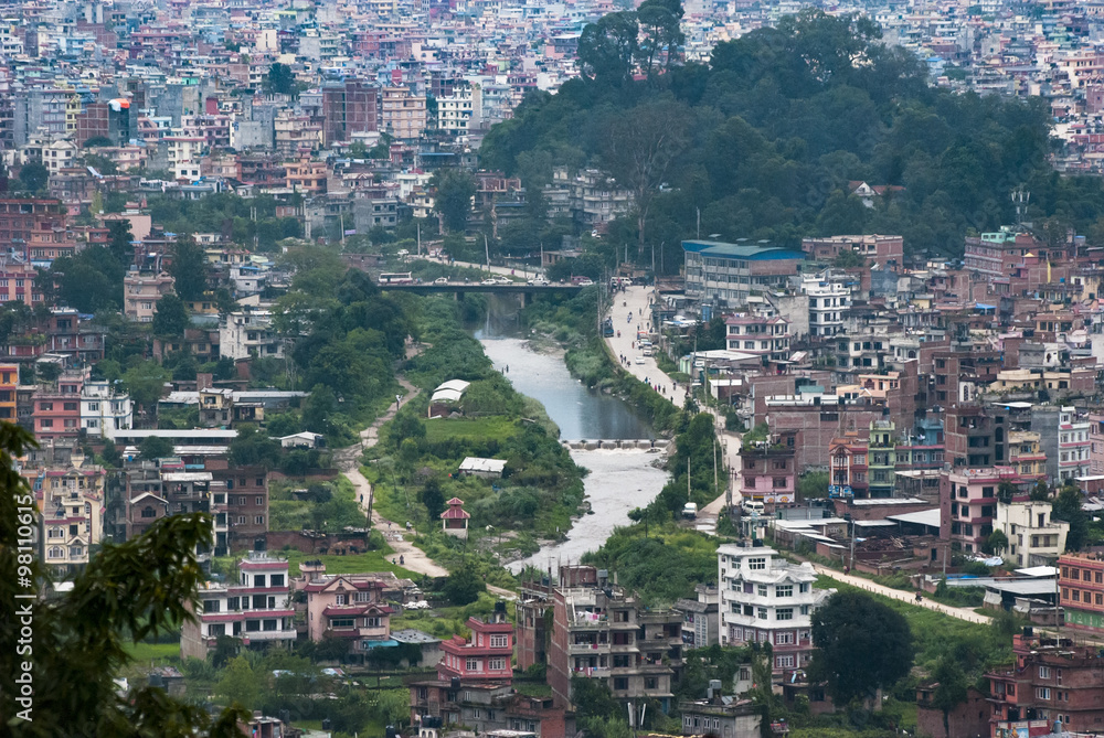 Przedmieścia Katmandu, panorama - obrazy, fototapety, plakaty 