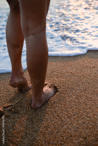 Sexy Legs On Tropical Sand Beach Walking Female Feet Closeup Sexy Legs On Tropical Sand Beach Walking Female Feet Closeup