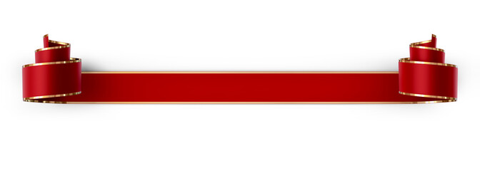 Wall Mural - curled red silk ribbon with gold strips