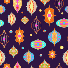 seamless illustration of arabic abstract lamps with patterns