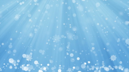Wall Mural - blue christmas background and winter snow fall with seamless loop. looping motion design.