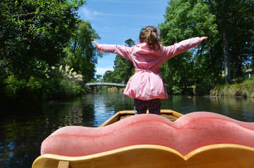 Punting on the Avon river Christchurch - New Zealand