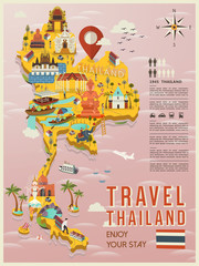 Wall Mural - Thailand travel map