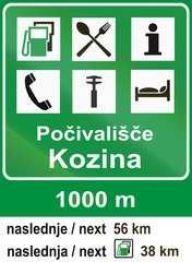 Wall Mural - Slovenian road sign - Motorway services signboard, Pocivalisce means motorway station