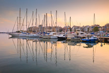 Yachts And Motor Boats In Zea Marina In Athens, Greece