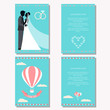 © vanillamilk - wedding collection with bride, groom silhouette and cartoon romantic decorative elements isolated on stylish background for use in design for card, invitation, poster, banner, placard, billboard cover