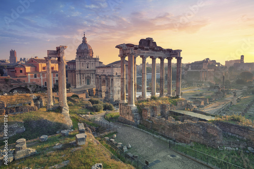 Naklejka ścienna Roman Forum. Image of Roman Forum in Rome, Italy during sunrise.