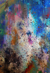  abstract color Backgrounds, painting collage with spots, rust structure and ornaments.