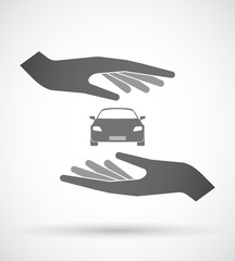 Wall Mural - Two hands protecting or giving a car