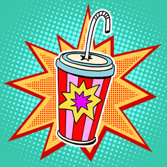 Cola paper cup straw fast food