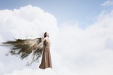 Fototapeta Konie - Angel girl flying high