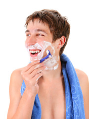 Canvas Print - Young Man shaving